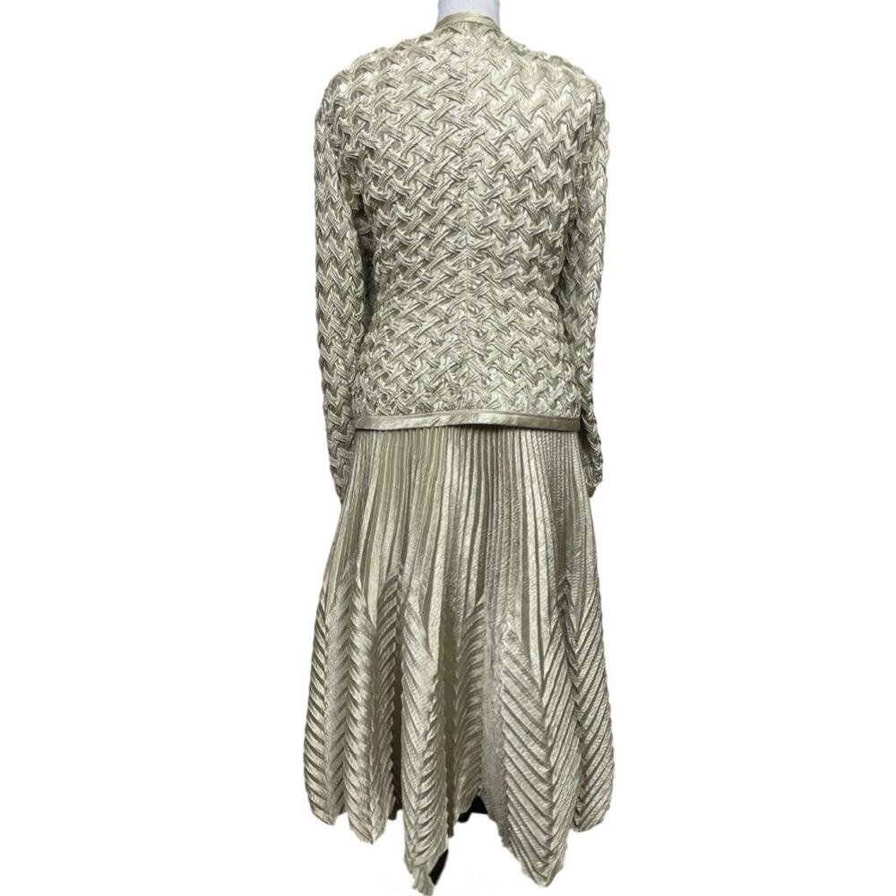 EUC - Vintage Jeanne Marc Silvery Sage Jacket - Skirt Formal Outfit - Picture 3 of 7